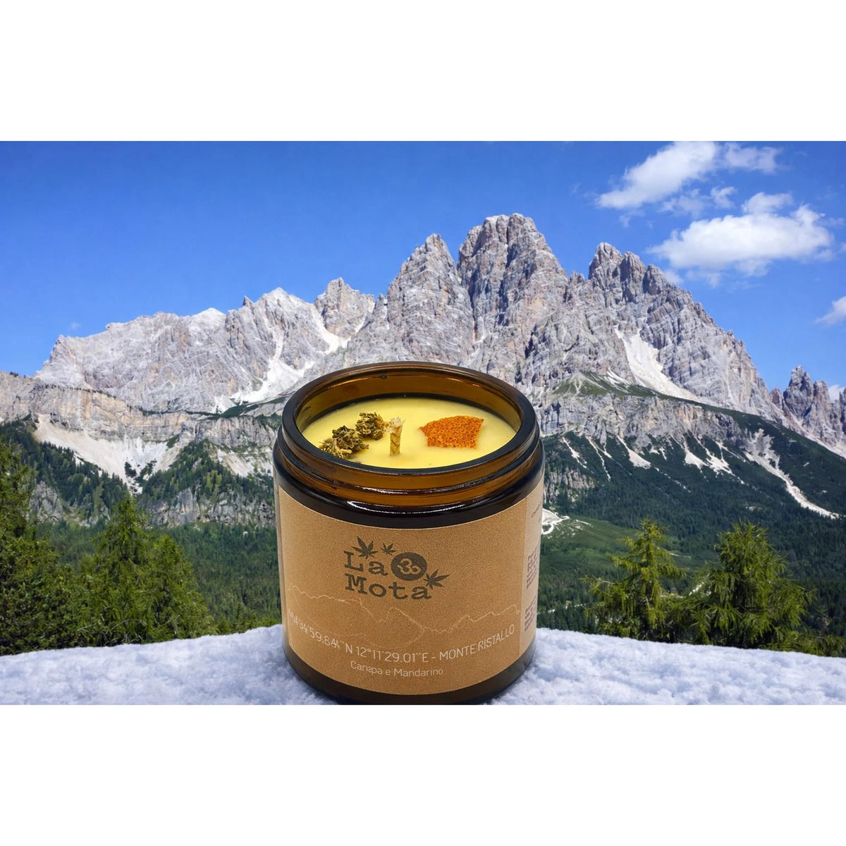 Candela Aromatica Monte Cristallo Canapa e Mandarino